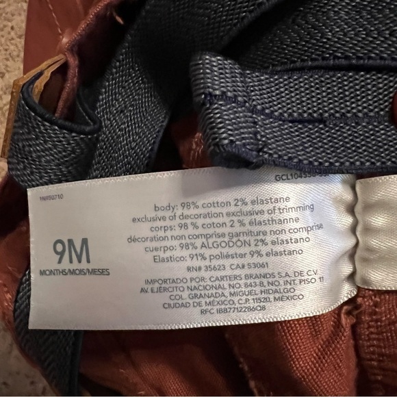 OshKosh B’Gosh Baby B’Gosh Rust Colored Pants with Suspenders Size 9 Months - Picture 6 of 6